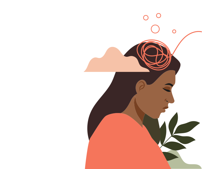 Mulher com a cabeça baixa