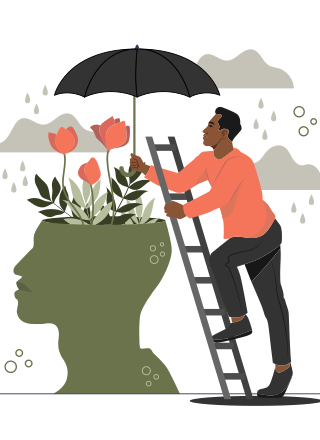 Homem cuidando da saúde mental